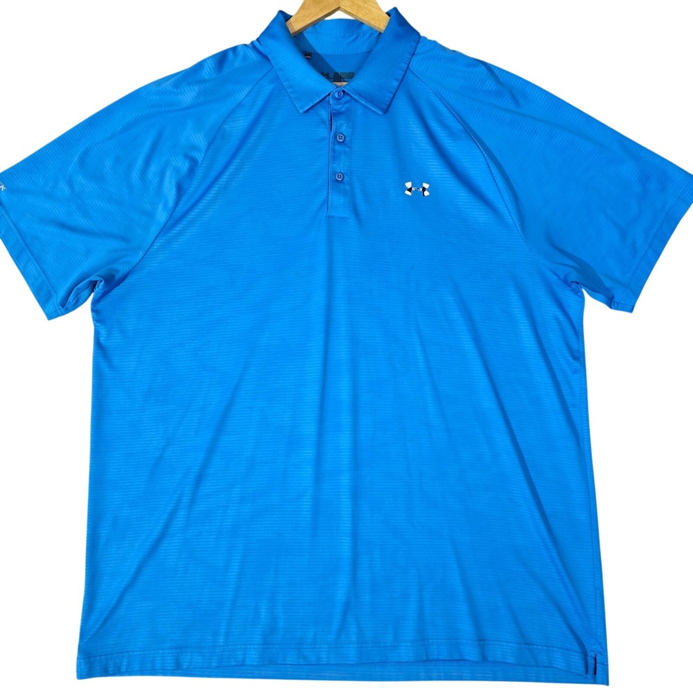 Under Armour Mens Size 3XL Golf Polo Shirt Blue Textured Performance
